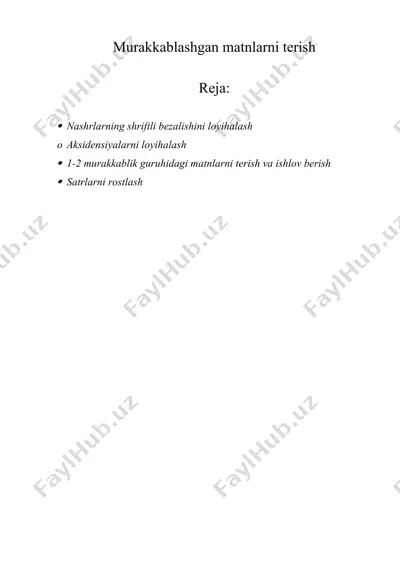murakkablashgan matnlarni terish — DOCX
