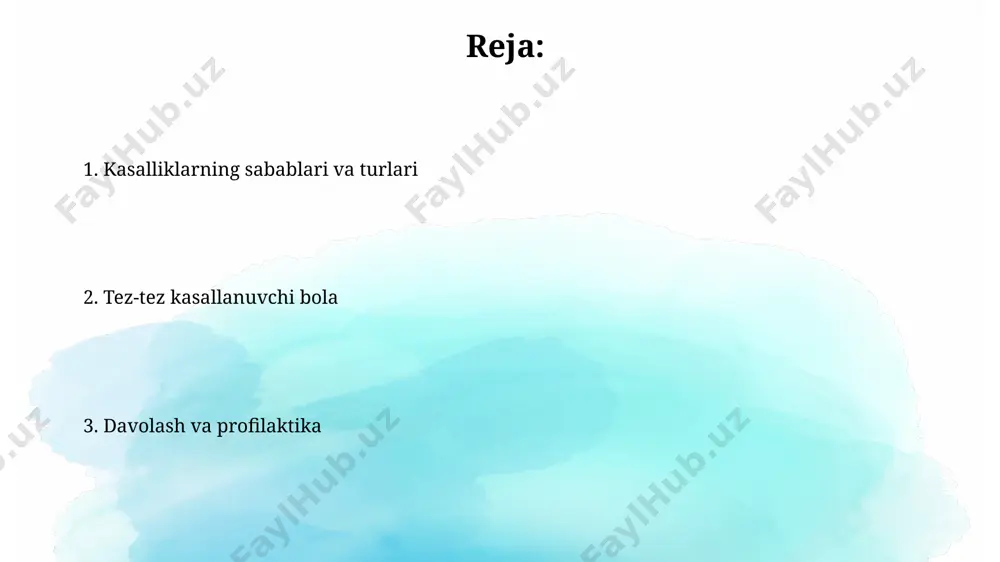 mumkin. davolash usullari toshkent shahridagi respublika bolalar klinik shifoxonasida yiliga 1000 dan ortiq chaqaloqlar bronxit, pnevmoniya kabi kasalliklar bilan davolanadi, ularning 20% ga yaqini antibiotiklar yordamida davolanadi. o'zbekiston sog'liqni saqlash vazirligi ma'lumotlariga ko'ra, surxondaryo viloyatida bolalar orasida yuqumli kasalliklarning 15% ini rotavirus infektsiyasi tashkil etadi, ularning davolashda rehidratatsiya terapiyasi muhim ahamiyatga ega. ota-onalar uchun maslahatlar bolangiz yiliga 8 dan ortiq bor kasal bo‘lsa, toshkentdagi pediatrga murojaat qiling va uning immunitet tizimini tekshirishni so‘rang, chunki bu surunkali kasalliklarning belgisi bo‘lishi mumkin. bolangizning kunlik suv iste’moli kamida 1,5 litr bo‘lishi kerak, ayniqsa, u kasal bo‘lganda. bu dehidratatsiyani oldini olish va tezroq tuzalishga yordam beradi. tez-tez kasallanadigan bola tez-tez kasallanadigan bolalarda immunitet tizimining zaifligi kuzatiladi, bu esa yiliga 8 dan ortiq yuqumli kasalliklarga chalinish xavfini oshiradi, masalan, o'zbekistonning qishloq hududlarida bu ko'rsatkich yuqoriroq. genetik omillar ham rol o'ynaydi; ba'zi bolalar tug'ma immunitet yetishmovchiligi bilan tug'ilishadi, bu esa ularni 2-3 yoshgacha bo'lgan davrda og'ir …