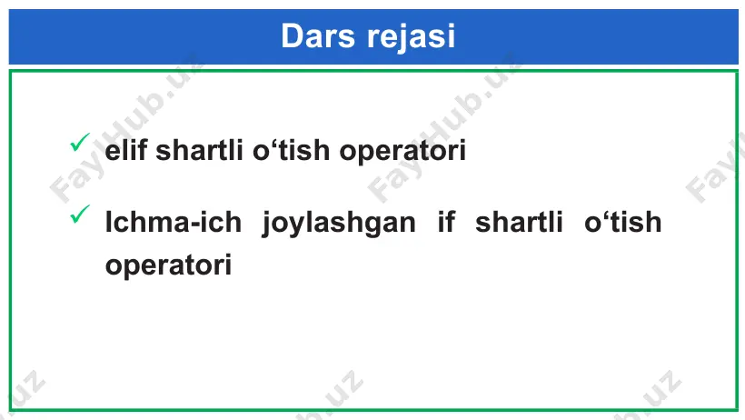 elif operatori (pythonda shartli o‘tish operatori) - Page 2