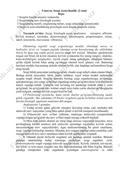 sezgi va sezuvchanlik — DOCX