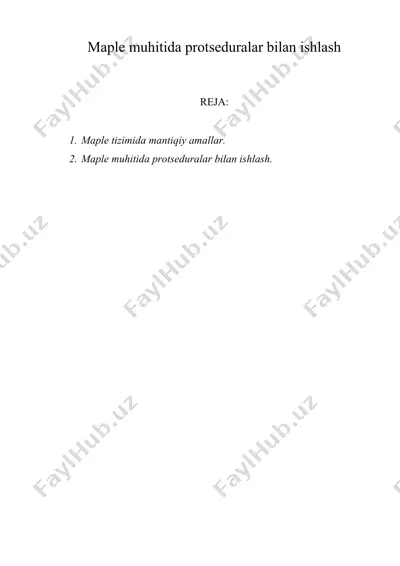 maple muhitida protseduralar bilan ishlash — DOC