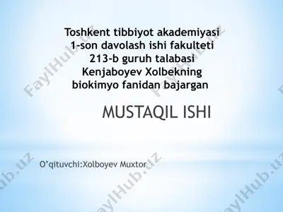 oshqozon suyuqligi tashxisi va davolash — PPTX