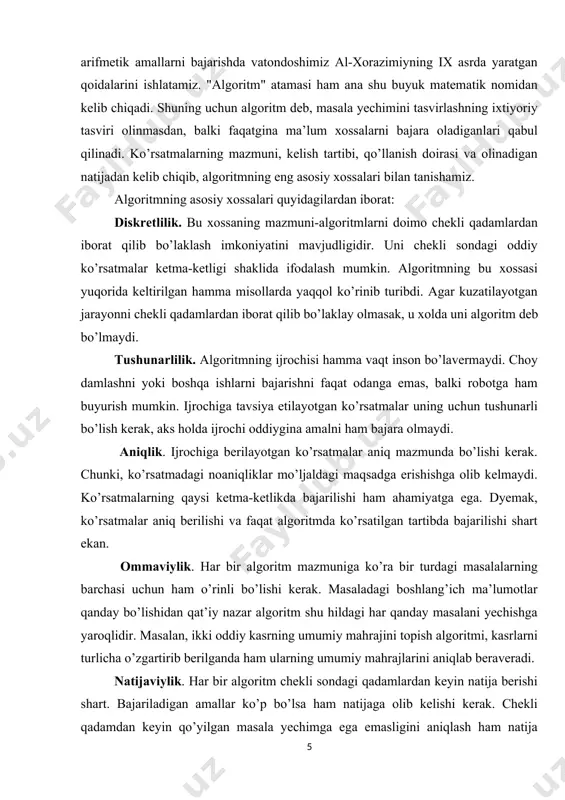 1-rasm. chiziqli algoritmlar blok - sxemasining umumiy strukturasi 2.2 c# tilida chiziqli algoritmlarni dasturlash 1.1-masala. ikkita nolga teng bo’lmagan son berilgan. bu sonlarning yigindisi, ayirmasi, ko’paytmasi va bo’linmasining modullarini hisoblovchi dastur tuzing. dasturning blok-sxema dagi ko’rinishi: r=|a*b| boshlash kiritish; a,b s=|a+b| t=|a-b| chiqarsh; s,t,r,p,q q=|b/a| tamom p=|a/b| dasturning c# dagi ko’rinishi: /* * created by sharpdevelop. * user: roziyeva m. * date: 26.02.2021 * time: 18:54 * * to change this template use tools | options | coding | edit standard headers. */ using system; namespace misol1 { class program { public static void main(string[] args) { double a,b,s,r,t,q,p; console.writeline(" birinchi sonni kiriting"); a=double.parse(console.readline()); console.writeline("ikkinchi sonni kiriting"); b=double.parse(console.readline()); s=math.abs(a+b); t=math.abs(a-b); r=math.abs(a*b); q=math.abs(a/b); p=math.abs(b/a); console.writeline("yig'indisining moduli:"+s); console.writeline("ayirmasining moduli:"+t); console.writeline("ko'paytmasining moduli:"+r); console.writeline("bo'linmasining moduli:"+q); console.writeline("bo'linmasining moduli:"+p); console.readkey(true); } } } natija: 1.2-masala. ikkita va sonlari berilgan bo’lsa, bu sonlarnng o’rta arifmetigini hisoblash dasturini tuzing. dasturning blok-sxema dagi ko’rinishi:kiritish; a,b s=(a+b)/2 chiqarsh; s boshlash …