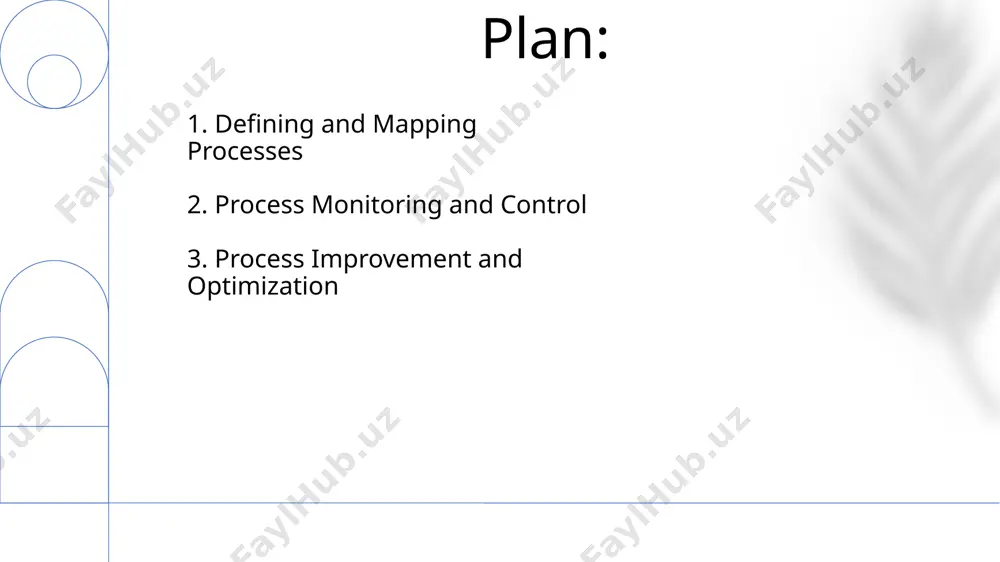 maic (define, measure, analyze, improve, control) cycle, aims for 3.4 defects per million opportunities, using statistical methods to identify and eliminate process variations leading to improved quality in industries like manufacturing in the united states. 5. technology and process management the use of business process management (bpm) software increased productivity by 15-20% for a manufacturing plant in shanghai, optimizing workflows and reducing production cycle times by an average of 1.5 days. a 2022 study by gartner revealed that 75% of organizations in north america utilize cloud-based process management software to improve collaboration and data visibility across geographically dispersed teams. thank you for your attention @taqdimot_robot image1.png image2.jpg image3.jpg image4.jpg image5.jpg image6.jpg