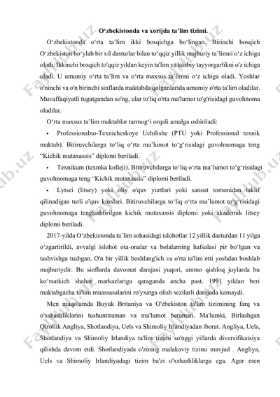 o‘zbekistonda va xorijda ta’lim tizimi — DOCX