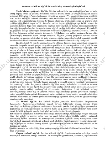 achish va bijg`ish jarayonlarining biotexnologiyadagi o`rni — DOCX