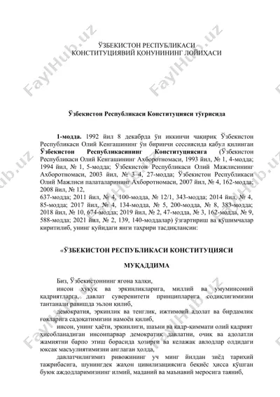o'zbekiston respublikasi konstitutsiyasi — DOCX