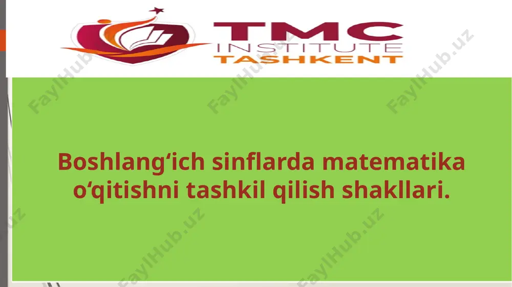 tadbirkorlik asoslari iqtisodiy bilim asoslari informatika va axborot texnologiyalari tarix kimyo biologiya fizika xvi asrning oxiri va xvii asrning boshlarida buyuk chex pedagogi ya. a. komenskiy ( 1592 - 1670 ) tarixda birinchi bo’lib maktab ta’limida sinf - dars tizimini yaratgan sinf - yoshi va bilimi jihatidan bir xil bo’lgan ma’lum miqdordagi o’quvchilar guruhidir. . . darsning turlari: 1) yangi bilimlаrni o‘zlаshtirish dаrsi; 2) o‘quv vа mаlаkаlаrni o‘zlаshtirish dаrsi; 3) bilimlаrni kоmplеks qo‘llаnish dаrsi 4) o‘tilgаnlаrni tаkrоrlаsh, umumlаshtirish vа tizimgа sоlish dаrsi; 5) bilim, o‘quv mаlаkаlаrini tеkshirish, bаhоlаsh vа to‘g‘rilаsh dаrsi; 6) аrаlаsh dаrs, darsning umumiy didaktik talablari 1. onglilik tamoyili 2. ko’rsatmalilik tamoyili 3. ilmiylik tamoyili 4. ketma-ketlik tamoyili 5. puxta o’zlashtirish tamoyili va hokazolar aralash darsning taxminiy rejasi tashkiliy qism – ish vaziyatini yaratish uy vazifasini tekshirish – so’rash, didaktik materiallar bilan frontal ishlash, aralash so’rash yangi bilim berish – suhbat, hikoya, ma’ruzava darslik bilan iashlash yangi mavzuni …