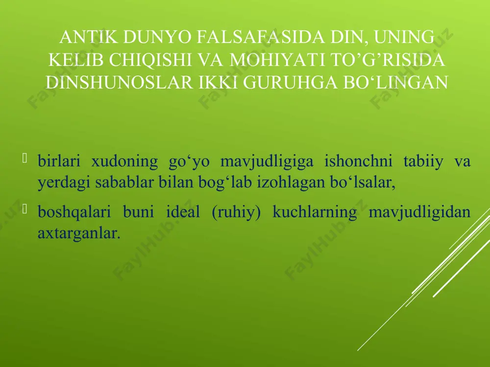 etnik ko’rinishlar tartibiga muvofiq to’rt xil: yevropalik, buxoro, gruzin, tog’li yoki tat yahudiylariga bo’linadi. mil.avv. ikkinchi ming yillik o’rtalarida hindistonning shimoli-g’arbiy qismiga, hozirgi panjob hududiga g’arbdan hindikush dovoni orqali o’zlarini oriylar deb atagan jangari xalqlar bostirib kela boshladilar. bu xalqlar eronga ko’chib kelgan qo’shni qabila tillariga juda yaqin bo’lgan, hind-yevropa tillaridan kelib chiqqan tilda gaplashar edilar. harbiy jihatdan katta mahoratga ega bo’lishlari bilan birga she’riyatga ham usta edilar. shu yo’l bilan ular bu mintaqada mavjud dunyoqarashni o’zlari xohlagan tarafga o’zgartira oldilar. ular o’zlari bilan muqaddas yozuvlari – vedalar(sanskr.–muqaddas bilim) ni ham olib kelgan edilar. vedalar tarkibiga turli davrlarda yozilgan bir necha kitoblar kirgan bo’lib, ular o’z ichiga ibodat, marosimlar, falsafiy ta’limotlar, tarixiy xabarlarni olgan edi. vedalar to’rt yirik to’plamdan iborat. vedalar “muqaddas bilim” veda xudolari. vedalarda xudolar – osmon xudolari, quyosh xudolari, havo xudolari, yer xudolari, ayol xudolar kabi xudolar toifasi haqida madhiyalar bayon etilgan. osmon xudolari. ular sirasiga dyaus, …