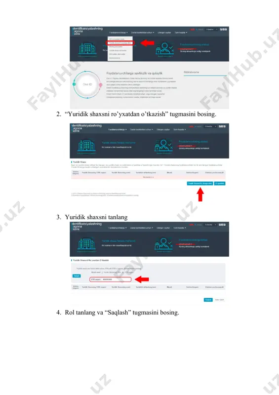 i portali (my.gov.uz) xizmatlaridan foydalanish 1. elektron raqamli imzoga ega bo’lish uchun: fuqarolar elektron raqamli imzoni (keyingi o'rinlarda – eri kaliti) olish uchun davlat xizmatlari markazlariga murojaat qilishlari mumkin. markazlarning joylashgan joyi va aloqa ma’lumotlarini yagona portalning mobil ilovasi orqali olishingiz mumkin. (google play orqali ilovani o’rnatib olish mumkin). 2. eri kalitidan foydalanish uchun: avvaliga, kompyuteringizga maxsus e-imzo dasturini o’rnatishingiz kerak (e-imzo ni yuklab olish uchun havola – e-imzo.uz). dastur muvaffaqiyatli o’rnatilganidan so’ng, ish stolining pastki panelida e-imzo ning belgisi ko’rinadi. so’ngra, kompyuterning c diskida yangi papka yaratiladi, uni katta harflarda dskeys deb nomlab, unga eri kalitlari ko’chiriladi. 3. yagona portalda eri kaliti bilan imzo chekis uchun: buning uchun eri talab qilingan oynada “elektron raqamli imzoni tanlang” maydoniga bosiladi. dskeys papkasida avval o’rnatilgan kalitlar ro’yxati ko’rinadi va kerakli eri kaliti tanlanadi. eri tanlanganidan so’ng, “imzo chekish” tugmasiga bosish kerak. eri kalitga berilgan parolni kiriting (parol sms xabar orqali telefon raqamingizga …