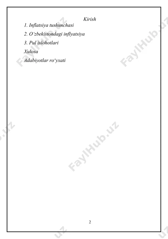 abaqalarining qashshoqlashishi va butun ijtimoiy tizimning barbod bo‘lishi xavfini tug‘diradi. tovarlar taqchilligi mavjud bo‘lib turgan hozirgi bosqichda giperinflatsiyaning oldini olish uchun aholi iste’mol fondining o‘sishini ishlab chiqariladigan mahsulot, ko‘rsatiladigan xizmatning moddiy hajmi ko‘payishiga bevosita bog‘liq qilib qo‘yish zarur bo‘ladi. ichki bozorni mollar va xizmatlar bilan to‘ldirish, muomalaga o‘rinsiz ortiqcha pul chiqarilishiga yo‘l qo‘ymaslik, milliy valuta barqarorligini ta’minlash va xalq turmush darajasini o‘stirishning muhim shartidir. so‘mning barqarorligini ta’minlashda naqd pul emissiyasining o‘sishiga, aholi qo‘lida pulning harakatsiz turib qolishiga yo‘l qo‘ymaslik birinchi darajali 20 ahamiyatga ega. bunda muomalaga chiqarilgan pul miqdorining o‘z vaqtida qaytarilishiga erishish, mahsulot ishlab chiqarishning o‘sishi ta’minlamagan korxonalarga kreditlar berilishiga yo‘l qo‘ymaslik choralari ko‘rilishi kerak. inflatsiyani pasaytiruvchi qudratli omil milliy valuta almashuv kursining barqarorlashuviga erishishdir. bu, o‘z navbatida, import narxlarning barqarorlashuviga olib keladiki, natijada ichki bozordagi narxlar o‘zgaradi. valuta birjalarida valuta operatsiyalarining barcha turlari uchun talab va taklif natijasida shakllanadigan yagona almashuv kursini belgilash, valuta kursi barqarorligiga erishishning dastlabki …
