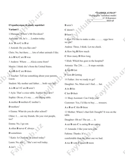amaliy ishlar/pedagogika test savollari — DOC