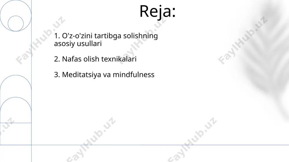 yordamida samarqanddagi psixologlar tomonidan ishlab chiqilgan testlar natijalarini tahlil qilish orqali o‘z kuchli va kuchsiz tomonlaringizni aniqlash mumkin. 3. o'z-o'zini baholash va qayta baholash o'z-o'zini tartibga solishning muhim jihati - muvozanatli ovqatlanish. kuniga 5 marta kichik hajmdagi ovqat iste'mol qilish, samarqanddagi an'anaviy taomlardan farqli ravishda, qondagi shakar miqdorini barqaror saqlashga yordam beradi. o'zingizni stressdan himoya qilish uchun, kuniga 5-7 soat sifatli uyquga e'tibor qarating va kun tartibingizga 1-2 soatlik dam olish vaqtini, masalan, kitob o'qish yoki musiqa tinglash kabi faoliyatlarni qo'shing. kundalik hayotda o'z-o'zini tartibga solishning samarali usullaridan biri, kun davomida kamida 30 daqiqa jismoniy mashqlar bilan shug'ullanish, masalan, toshkentdagi parklarda yugurish yoki 15 daqiqalik yoga mashg'ulotlarini o'tkazish hisoblanadi. 4. kundalik hayotda o'z-o'zini tartibga solish to'g'ri ovqatlanish, kunlik 2000-2500 kilokaloriyadan iborat muvozanatli dieta, samarqanddagi an'anaviy o'zbek taomlarini kam miqdorda iste'mol qilish bilan birga sog'lom turmush tarzining muhim tarkibiy qismidir. sog'lom turmush tarzining asosiy qoidalari, masalan, kuniga kamida 30 daqiqa jismoniy …