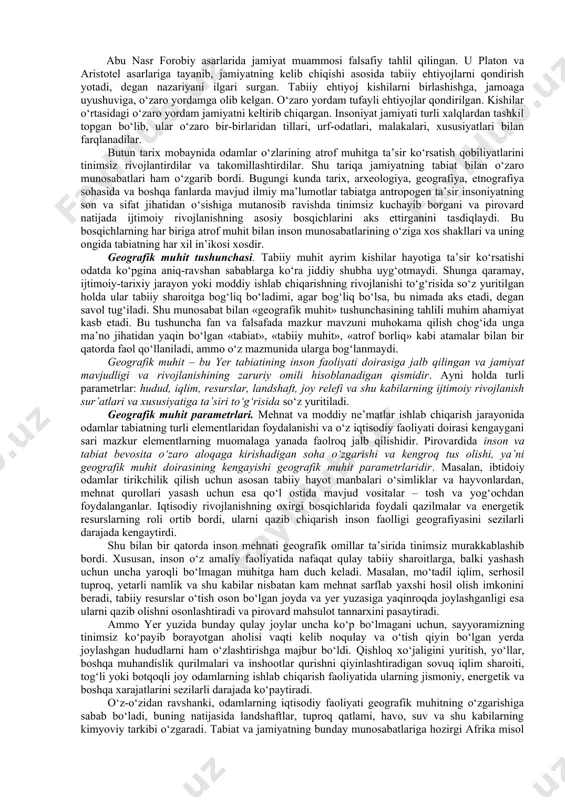 ya va etnografiya fanlari nuqtai-nazaridan odam bundan taxminan 5 million yillar muqaddam shu yer deb atalgan quyosh sistemasi tarkibidagi sayyora – ona tabiat harakati natijasida tirik mavjudotlar ichida bir tur sifatida vujudga kelgan. odam miya tuzilishining hayvonlarnikidan sifat jihatidan farq qilishi va ongli mehnat tufayli asta-sekin fiziologik va intellektual (aqliy) jihatdan takomillashib borib, bundan qariiyb 50-40 ming yillar burun kromanon tipidagi odam jamiyat bo‘lib yashashga o‘tgan. odamzotning jamiyat bo‘lib yashashi uchun ma’naviy madaniyat kerak edi. ana shu ehtiyojlar sababli ilgarigi odam tiplari (avstralopitek, pitekantrop, sinantrop, neandertal)dagi instinktlar o‘rnini ahloq normalari egallab bordi. natijada dunyoning turli mintaqalarida vujudga kelgan odamlar jamoasida ruxsat va ta’qiq tizimi shakllandi. ibtidoiy jamiyat odamlari mifologik dunyoqarash asosida shakllangan. dastlab ular sehrli kuchlar borligiga ishonganlar, ulardan najot tilab yashash tarziga o‘tganlar. diniy dunyoqarashning shakllanishi tufayli ruxsat va ta’qiqlar o‘rniga savob va gunoh haqidagi tushunchalar tarkib topdi; odamzotning keyingi uch ming yillik ma’naviy madaniyati ana shu qarashlar doirasida …