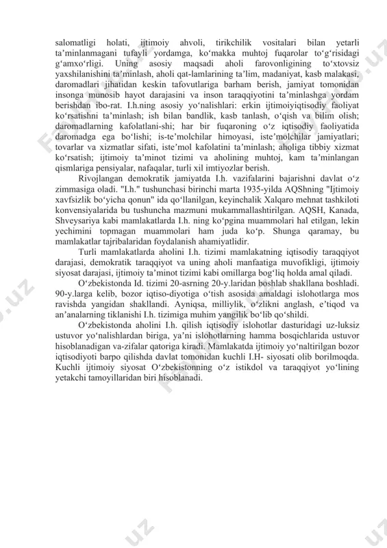 lishi va boshqarilishini monitoring qilish uchun mas'ul bo‘lishi lozim. jamiyatning dolzarb muammolaridan yana biri – nogironligi bor insonlar vaziyati. muammoning qirralari ko‘p, uni ko‘z oldimizga keltirish uchun faqatgina ikkitasini keltirib o‘tamiz. afsuski, nogironligi bor insonlar internatning yuqori devorlari yoki o‘z uylarida «ko‘rinmas odam» bo‘lib qolishmoqda, kamdan-kam holatlarda ularning jamiyat hayotiga aralashganini ko‘rish mumkin. buyuk britaniya, avstriya, janubiy koreya, isroil davlatlarida nogiron kishilarni metro, teatr, do‘kon va ko‘chalarda har qadamda uchratsa bo‘ladi. bizda esa bu amrimahol. buning asosiy sabablaridan biri – jamiyat hayotidagi eski qarashlar mavjudligi, shahar muhitida nogironligi bor shaxslar uchun yo‘laklarda taktil koshinlar, aravachalar uchun to‘g‘ri pandus hamda suriluvchi eshiklar, transport infratuzilmasida ovoz signalli va taymerli svetoforlar kabi shart-sharoitlarning yaratilmaganidir. sharoitni yaxshilashga ko‘pchilik yordam bera oladi, biroq buning uchun kimdir ijtimoiy ahamiyatga ega bo‘lgan obektlarning holatini o‘rganishni boshlashi zarur. e'tibor qaratilishi kerak bo‘lgan muhim taraf – farzandlarida nogironligi bo‘lgan oilalarga e'tibor. bunday oilalarga kaysi mamlakatda bo‘lmasinlar, birdek qiyin. ammo …