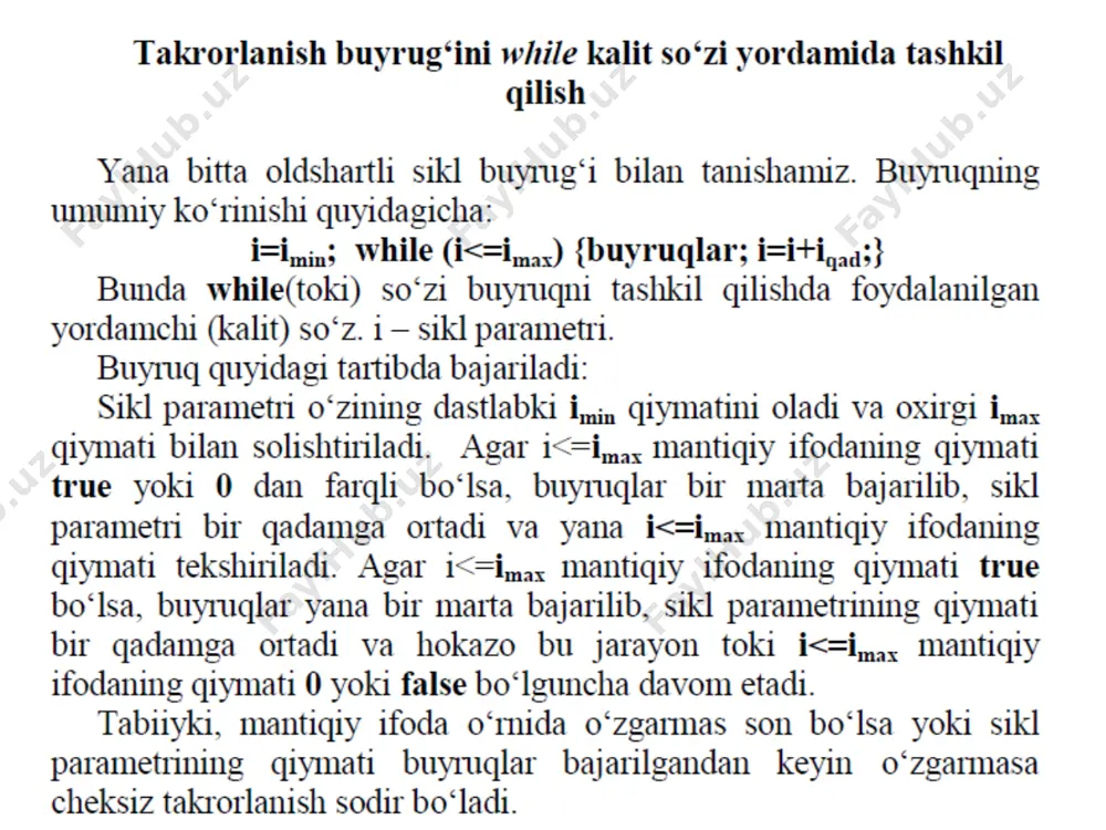 c++ dasturlash tilida shartli takrorlanuvchi jarayonlarni dasturlash, while va dowhile operatorlari. - Page 2