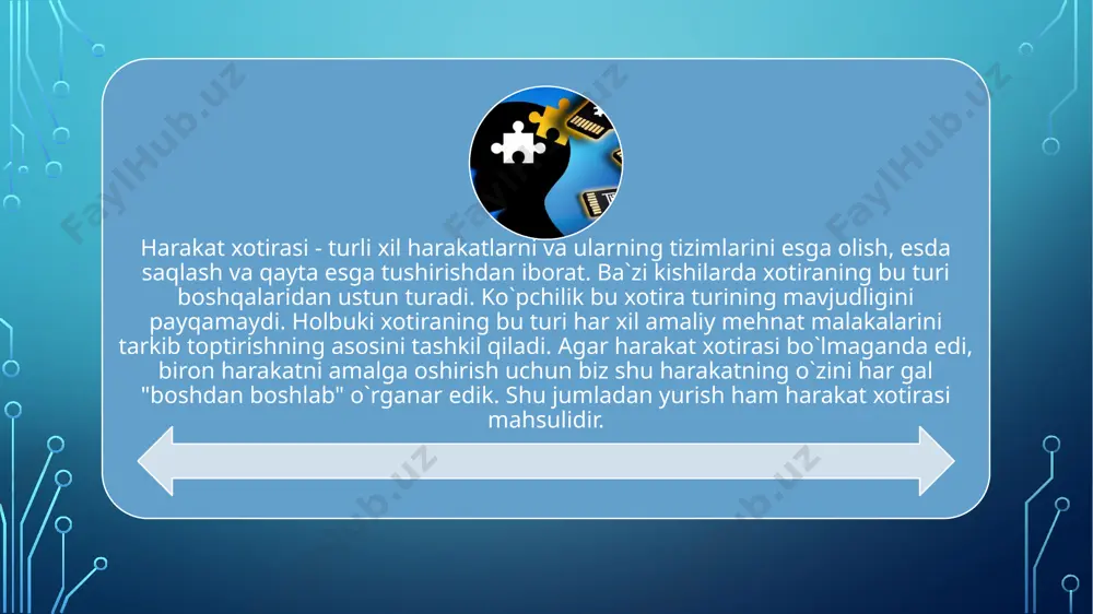 il muskul va ish harakatlari ham xotira mazmunini tashkil qiladilar. xulosa image2.png image10.jpg image16.png image17.jpg
