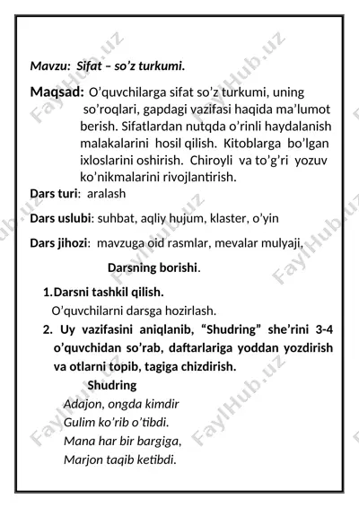 sifat – so’z turkumi — DOC