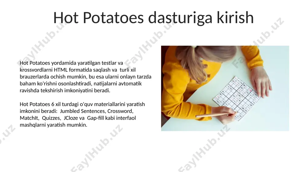 hot potatoes dasturida test va krosvord yaratish - Page 5
