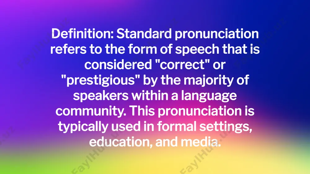 st in french. 9. colloquial pronunciation definition: colloquial pronunciation refers to informal, everyday speech. it often involves reductions, elisions, and assimilation of sounds, making speech quicker or easier to say in casual settings. example: in english, "going to" may be pronounced as "gonna" in informal speech. 10. intonation patterns definition: intonation refers to the rise and fall of pitch in speech. different languages or dialects have different intonation patterns that can affect how meaning is conveyed, especially in questions, statements, or commands. example: in english, the intonation of a question often rises at the end ("are you coming?"), whereas a statement falls in pitch ("you are coming."). 11. clear vs. casual pronunciation definition: clear pronunciation is used in formal contexts, where every syllable is enunciated carefully, while casual pronunciation is used in everyday speech and may involve shortening or slurring words. example: in english, "probably" may be pronounced more clearly …