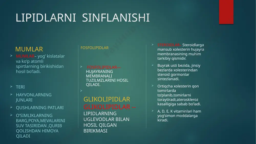 lipidlar tuzilishi, xossalari va almashinuvi - Page 5