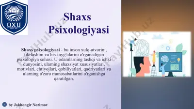 shaxs psixologiyasi — PPTX