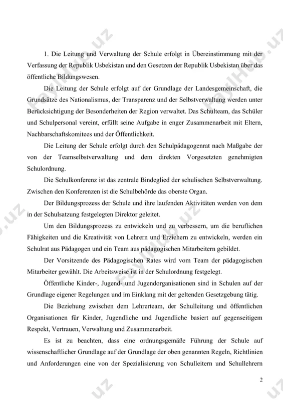 rundlage der oben genannten regeln, richtlinien und anforderungen eine von der spezialisierung von schulleitern und schullehrern organisierte methode ist welche vereinsleiter, leiter von schulräten und -konferenzen, lehrer und klassenleiter die theoretischen und pädagogischen grundlagen des schulmanagements beherrschen, fortgeschrittene pädagogische erfahrungen im bereich des managements. ii. die allgemeinbildende schule ist eine bildungseinrichtung. seine leiter haben die aufgabe, die junge generation zu lehren und zu erziehen und den prozess der bildung einer menschlichen persönlichkeit im geiste der ideen der gegenwart zu steuern. in der gesellschaft ist jedes wirtschaftssystem und jedes produktionszentrum eine einheit aus zwei systemen: dem kontrollierten und dem kontrollierenden system. im unternehmenssystem ist beispielsweise der gesamte verwaltungsapparat der fabrikabteilung unter der leitung des direktors in das verwaltungssystem eingebunden. das interne managementsystem der schule basiert auf diesen regeln. wenn wir es unter diesem gesichtspunkt betrachten, verfügt das interne managementsystem der schule sowohl über verwaltungssysteme (schulverwaltung, gewerkschaftsorganisationen) als auch über kontrollsysteme. im …