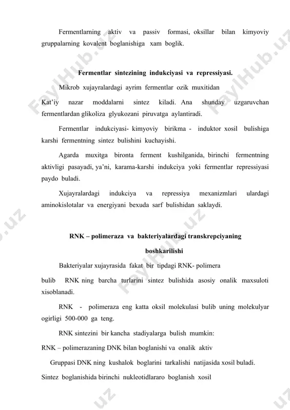r selekciyasining muxim usuli mutantni tanlab olish xisoblanadi. xromosomli mutaciyada: 1. xromosomlar sonini uzgartirish. 2. genlar sonini uzgartirish. 3. ayrim genlarni uzgartirish bosh masala xisoblanadi. mutaciya usulida ok paxtaning mutant -i navi yaratilgan, uning xar bir kusagi 10 gramm paxta beradi. eng arzon va kulay mutaciya rentgen nurlari bilan nurlantirish xisoblanadi. mutaciyada –dnk donor xujayradan recipient- xujayraga utadi. mutaciyada protoplastlar kushiladi. genetik injeneriya yillardan buyon molekulyar biologiya vamikroorganizmlar genetikasining rivojlanishi natijasida genetik yoki gen injeneriyasi paydo buldi. ushbu soxa yangi eksperemental texnologiya xisoblanadi. ushbu texnologiyada tirik xujayraga yangi genetik struktura kiritiladi. gen injeneriyasi sanoatda mikroorganizmlar faoliyatidan foydalanishda keng mikyosda kullanilmokda. mikroorganizmlardan sanoat asosida foydalanishning zamonaviy usullari ishlab chikarishda mikroorganizmlar kancha aktiv bulsa, shuncha samarali buladi. fiziologlar, texnologlar, kimyogarlarning fermentaciya ishlarini takomillashtirganlaridagina samaradorlik yukori buladi. samaradorlik mikroorganizmlarning tez usishiga, yukori xarorat va kislotalikka chidamligiga, foydali belgilarning bir me’yorda kupayishiga boglik. undan tashkari mikroorganizmlar yashaydigan muxit arzon, ma’kul va inson uchun zararsiz …