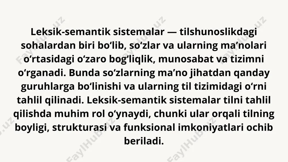 di. misol: meva (giperonim) → olma, o‘rik, gilos, shaftoli (giponimlar). transport (giperonim) → avtomobil, samolyot, poezd, velosiped. bu qatordagi so‘zlar "qism-butun" munosabatida bo‘lib, giperonim giponimlarni umumlashtiradi. graduonimik qator graduonimik qator - bir-biriga o‘tish darajasi mavjud bo‘lgan so‘zlar qatori. ular odatda sifatlar yoki miqdorlarni ifodalovchi so‘zlardan tuziladi. qatorning asosiy belgi darajaviy (gradatsion) tartibning mavjudligidir. misol: issiqlik darajalari: iliq → issiq → qaynoq. hajm: kichik → o‘rta → katta → ulkan. mavqe: xizmatkor → ishchi → boshliq → direktor. bu qatorda so‘zlar o‘zaro qiyoslashga yoki darajaviy o‘zgarish ga asoslanadi. partonimik qator partonimik qator - bir butun va uning tarkibiy qismlari orasidagi munosabatni ifodalaydi. bu qator "qism-butun" munosabatida tuziladi. misol: uy → xona, eshik, deraza, tom. tan → bosh, qo‘l, oyoq, yurak. kitob → muqova, sahifa, bob, paragraf. partonimik qator tahlili biror narsaning tuzilishi yoki tarkibini chuqurroq tushunishga yordam beradi. xulosa giponomik qator - umumiy va xususiy tushunchalar munosabati. graduonimik qator - darajaviy …