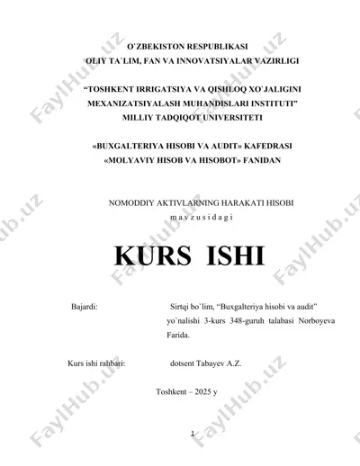 nomoddiy aktivlarning harakati hisobi — DOCX