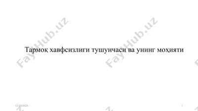 тармоқ хавфсизлиги тушунчаси ва унинг моҳияти — PPTX