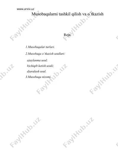 musobaqalarni tashkil qilish va o`tkazish — DOC