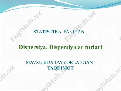 dispersiya. dispersiyalar turlari — PPTX