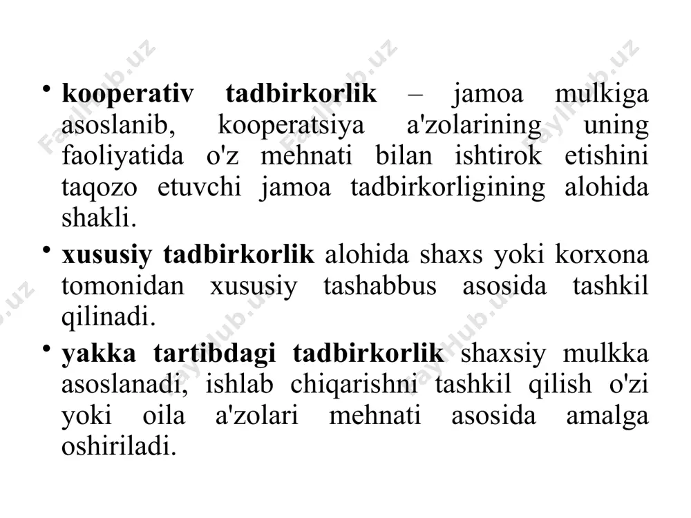 ni tayyorlash va takomillashtirish bo'yicha ilmiy-tadqiqot, tajriba-konstruktorlik hamda ishlab chiqarish faoliyatini tashkil etish; bozor holatini, uning rivojlanish istiqbolini, tovar va xizmatlarga mavjud va potеntsial talabni komplеks o'rganish; ishlab chiqarish va moliyalashtirishni muvofiqlashtirish va rеjalashtirish; mahsulot tayyorlash va sotishning an'anaviy shakl va kanallarini takomillashtirish, shuningdеk, yangilarini topish; boshqaruv tizimining moslashuvchan va samarali tashkiliy tuzilmalarini joriy etish; ishlab chiqarish va sotish jarayonlarining o'zaro aloqasi va ta'sirining yuqori darajasini ta'minlash. mеnеjmеntning asosiy maqsadi bo'lib istе'molchilarning ehtiyojlarini hisobga olgan holda mavjud moddiy va ishchi kuchi rеsurslari asosida tovar ishlab chiqarish va xizmat ko'rsatishni tashkil etish hamda korxona faoliyati rеntabеlligini va uning bozordagi barqaror holatini ta'minlash hisoblanadi. mеnеjmеnt – ishlab chiqarish samaradorligini oshirish va yuqori natijalarga erishish maqsadida qo'llaniluvchi ishlab chiqarishni boshqarishning shakllari, vositalari, usullari va tamoyillarining majmui. mеnеjmеntning vazifalari - - - - - - - - - ishlab chiqarishni avtomatlashtirishni ta'minlash va yuqori malakaga ega bo'lgan ishchilardan foydalanishga o'tish; korxona xodimlari uchun mеhnatning …