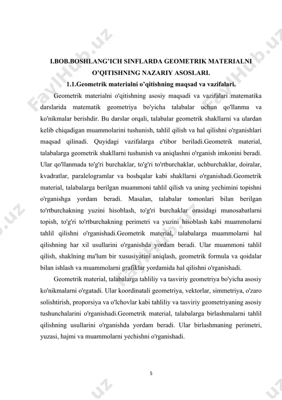 r xususiyatini aniqlash, geometrik formula va qoidalar bilan ishlash va muammolarni grafiklar yordamida hal qilishni o'rganishadi. geometrik material, talabalarga tahliliy va tasviriy geometriya bo'yicha asosiy ko'nikmalarni o'rgatadi. ular koordinatali geometriya, vektorlar, simmetriya, o'zaro solishtirish, proporsiya va o'lchovlar kabi tahliliy va tasviriy geometriyaning asosiy tushunchalarini o'rganishadi.geometrik material, talabalarga birlashmalarni tahlil qilishning usullarini o'rganishda yordam beradi. ular birlashmaning perimetri, yuzasi, hajmi va muammolarni yechishni o'rganishadi. geometrik materialni o'qitish orqali talabalar geometrik mantiqni tushunish, muammolarni tahlil qilish, tahliliy va tasviriy geometriya, birlashmalarni tahlil qilish va muammolarni hal qilish qobiliyatlarini oshirishlari kutiladi. geometrik materialni o'qitishning maqsadi va vazifalari matematikada geometriyaning o'rganilishi va tushunilishi bo'yicha talabalar uchun qo'llanma va ko'nikmalarni taqdim etishdir. uning asosiy maqsadlari va vazifalari quyidagilar bo'lishi mumkin.geometrik material, talabalarga geometrik tushunchalarni tashkil etishga yordam beradi. ular to'g'ri burchaklar, to'g'ri to'rtburchaklar, uchburchaklar, doiralar, kvadratlar, paralelogramlar kabi shakllarni o'rganishda yordam beradi. bu shakllarni tushunish talabalarga geometrik dunyo bilan bog'liq muammolarni tahlil qilishga imkon beradi.geometrik …