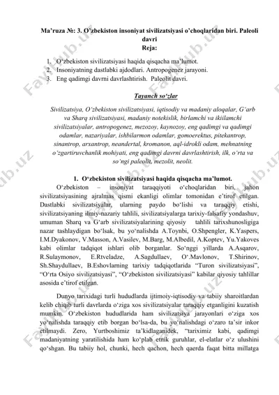 o‘zbekiston sivilizatsiyasi — DOCX