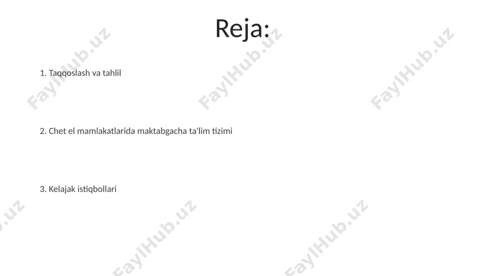 uassasalarining turlari va moliyalashtirilishi germaniyaning "kindergarten"lari davlat tomonidan moliyalashtiriladi, lekin ba'zi xususiy bog'chalar ham mavjud bo'lib, ularning xizmatlari uchun oyiga taxminan 500-1000 evro to'lanadi. fransiyada "crèches" (chaqaloqlar uchun) va "écoles maternelles" (3-6 yoshgacha bo'lgan bolalar uchun) ikki xil turdagi maktabgacha ta'lim muassasalari mavjud bo'lib, ularning davlat tomonidan moliyalashtirish darajasi mintaqalarga qarab farq qiladi. kelajakdagi istiqbollar va takliflar jahon banki ma'lumotlariga ko'ra, rivojlangan mamlakatlardagi o'rtacha o'qituvchilarga nisbatan o'quvchilar soni nisbati 1:15 ni tashkil etadi. ushbu nisbatni 2030 yilga kelib o'zbekistonda 1:18 ga yaqinlashtirish uchun investitsiyalar kerak. bolalar bog'chalarida 3-5 yoshli bolalar sonini 2025 yilga borib 20% ga oshirish maqsadida, xitoy tajribasidagi davlat qo'llab-quvvatlashi va xususiy sektor sherikligini o'rganish foydali bo'ladi. bolalarni rivojlantirish va ta'lim sifati finlyandiyada bolalar bogʻchasida oʻyin orqali oʻrganishga katta eʼtibor beriladi va oʻqituvchilarning malakasini oshirishga 30% dan ortiq mablagʻ sarflanadi, bu esa 1000 nafar bolaga 25 dan ortiq oʻqituvchi toʻgʻri keladi degan maʼnoni anglatadi. yaponiyada bolalar bogʻchalarining 90% …