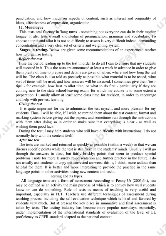 y to prepare and administer. marking can be tricky: you may find it difficult sometimes to decide if a specific item is 'acceptable' or not. 8. transformation this item is relatively easy to design, administer and mark, but its validity may be suspect. it tests the ability of the testee to transform grammatical structures, which is not the same as testing grammar: a testee may perform well on transformation items without knowing the meaning of the target structure or how to use it in context. marking is fairly straightforward. 9. rewriting this tests the same sort of thing as transformation, but is likely to reflect more thorough knowledge of the target items, since it involves paraphrasing the entire meaning of a sentence rather than transforming a particular item. it is, however, more difficult to compose, and the marking may be more subjective. it is, as its name suggests, usually done …