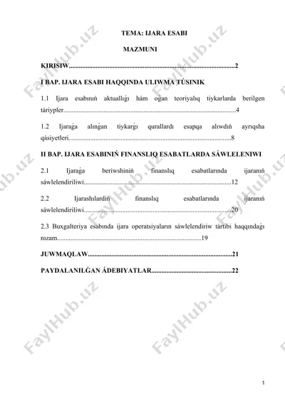 ijara esabi. kurs jumisi — DOCX
