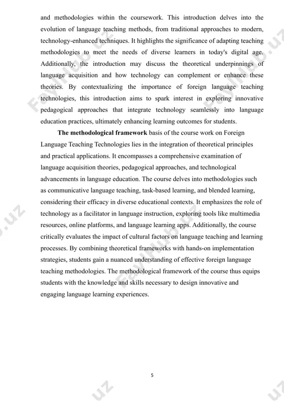 technologies lies in their ability to enhance language learning outcomes, making them more efficient, engaging, and accessible to learners of diverse backgrounds and learning styles. at the heart of foreign language teaching technologies is the recognition of the multifaceted nature of language acquisition. language learning involves not only the acquisition of vocabulary and grammar but also the development of speaking, listening, reading, and writing skills, as well as cultural understanding and communicative competence. effective teaching technologies aim to address these various dimensions of language learning through a combination of pedagogical strategies, instructional materials, and technological tools . one of the key tasks of foreign language teaching technologies is to provide learners with meaningful and authentic language input. this involves exposing learners to real-life language use through authentic texts, audiovisual materials, and interactive multimedia resources. authenticity helps learners develop their language skills in context, enabling them to understand and produce language …
