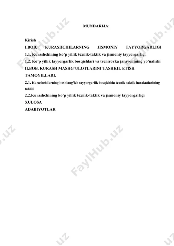 uningdek, soha uchun malakali kadrlar, trenerlar va hakamlar tayyorlashga bo‘lgan e’tiborni yanada kuchaytirishni talab etmoqda. buyuk ajdodlarimizdan meros qolgan kurash sportining boy an’analari va qadriyatlarini kelajak avlodlarga yetkazish, o‘zbek sporti brendi nomi bilan kurashning jahon arenasidagi rolini oshirish, yoshlarning milliy sportga bo‘lgan qiziqishlarini qo‘llab-quvvatlash va rag‘batlantirish orqali ularda vatanparvarlik tuyg‘usini yanada mustahkamlash, aholining barcha qatlamlari, ayniqsa, yoshlarning, shuningdek, jahon xalqlarining mazkur sport turi bilan shug‘ullanishi uchun zarur shart-sharoitlar yaratish maqsadida: 1. kurash milliy sport turini (keyingi o‘rinlarda — kurash) rivojlantirishning asosiy yo‘nalishlari etib quyidagilar belgilansin: - aholining barcha qatlamlarini kurash bilan shug‘ullanishga keng jalb qilish hamda o‘zbekistonda kurashni umumxalq sport turiga aylantirish; - kurashni ommalashtirish, uning jahon sporti durdonasiga aylanishiga va xalqaro olimpiya o‘yinlari dasturiga kiritilishiga erishish; - kurash bilan shug‘ullanish uchun zarur moddiy-texnik baza va infratuzilmani shakllantirish; - qurolli kuchlar va huquqni muhofaza qiluvchi organlarning jismoniy tayyorgarlik mashg‘ulotlarida bosqichma-bosqich kurash hamda jangovar kurashni ustuvor sport turlari sifatida kiritish; - …