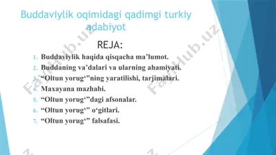 buddaviylik oqimidagi qadimgi turkiy adabiyot — PPTX