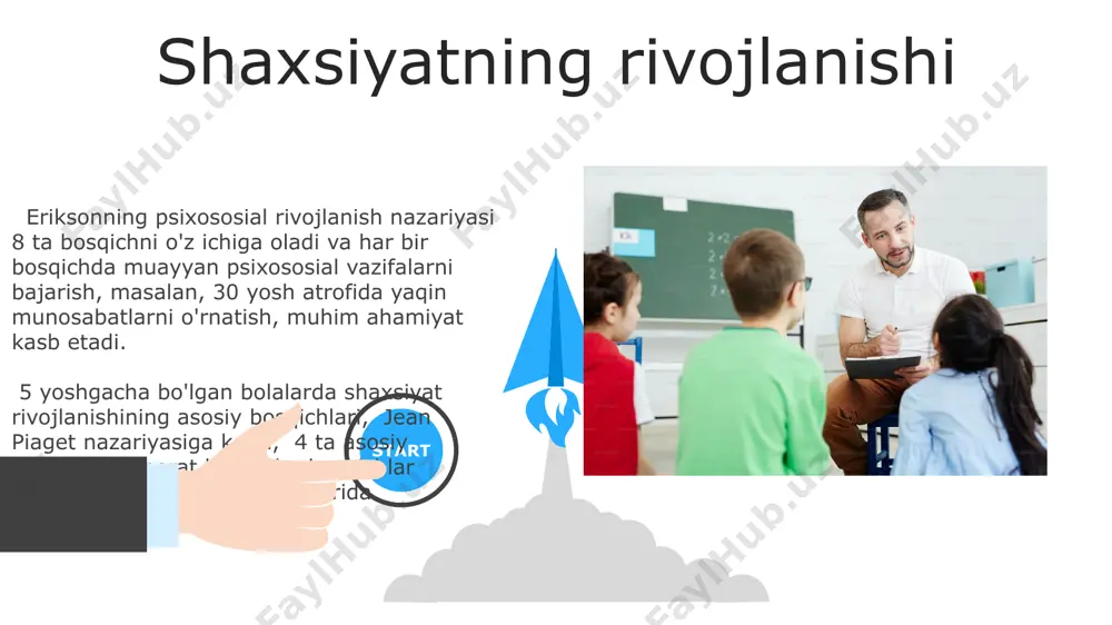 iy intellekt (g-faktor) va maxsus qobiliyatlarni (s-faktorlarni) o'z ichiga oladi, bu esa stanford-binet va wechsler shkalalari kabi testlarni yaratishga asos bo'lgan. o'quv muhitini yaratish o'quv muhitini yaratishda, masalan, toshkentdagi 5-sinf o'quvchilarining 70% i faol ishtirok etishini ta'minlash uchun, differensial o'qitish strategiyasini qo'llash samarali bo'ladi. kognitiv rivojlanish nazariyalariga asoslanib, 8-sinf o'quvchilari uchun yaratilgan o'quv muhiti, ta'lim jarayonida muloqot va hamkorlikni 2 barobar oshirib, o'qishga bo'lgan qiziqishni kuchaytirishi mumkin. o'rganish nazariyalari organizmning rivojlanish bosqichlari (masalan, piaget nazariyasidagi 4 ta bosqich) bolaning kognitiv qobiliyatlarining yoshga bog'liq o'zgarishlarini tushunishga yordam beradi va 7 yoshdan 11 yoshgacha bo'lgan bolalar uchun o'quv dasturlarini ishlab chiqishda muhim ahamiyatga ega. vygotskiyning yaqin rivojlanish zonasining nazariyasi, rossiyada ishlab chiqilgan bo'lib, o'quv jarayonida o'qituvchining qo'llab-quvvatlashi va 3 yoshli bolaning mustaqil bajarish imkoniyatlarini taqqoslash orqali o'rganishni optimallashtirishga qaratilgan. 06 05 04 inklyuziv ta’lim 01 02 jahon sog'liqni saqlash tashkilotining (jsst) ma'lumotlariga ko'ra, inklyuziv ta'limga o'tish natijasida 2022 yilda o'zbekistondagi maxsus ehtiyojli …