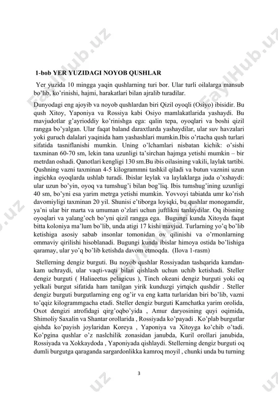 a sohalarigacha boʻlgan barcha tabiiy mintaqalarda, koʻpchilik (80% ga yaqin) turlari tropik mintaqalarda tarqalgan. oʻzbekiston faunasida qushlarning 19 turkumga oid 440 dan koʻproq turi maʼlum. yashash joyiga binoan qushlarni bir necha yirik ekologik guruhlar, masalan, oʻrmon qushlari, choʻl va dasht qushlari, suv havzalari (suvda suzuvchi) qushlar, botqoq va sohil qushlariga; ular hayotining yil fasllari boʻyicha oʻzgarishiga binoan uchib ketuvchi, koʻchib yuruvchi va oʻtroq qushlarga boʻlinadi. qushlarning koʻpayishi siklik tarzda jinsiy bezlarning fasliy rivojlanishiga muvofiq ichki (gormonal) va tashqi (kun uzunligi va boshqalar) omillar taʼsiriga bogʻliq. qushlarning uya qurish joyi va uya qurish usuli xilma-xil. qushlar 1 tadan 20—25 tagacha tuxum qoʻyib, ularni 12 kundan 80 kungacha bosib yotadi. tuxumdan chiqqan joʻjalarning holatiga binoan qushlar jish joʻja ochuvchi qushlar va joʻja ochuvchi qushlarga ajratiladi. jish joʻja ochuvchi qushlarning tuxumdan chiqqan bolasining koʻzi yumuq, patlari siyrak; joʻja ochuvchi qushlarning tuxumdan chiqqan joʻjasi onasi orqasidan ergashadigan va mustaqil oziqlana oladigan boʻladi. 1-bob yer …