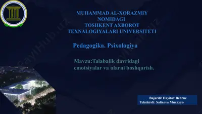 talabalik davridagi emotsiyalar va ularni boshqarish — PPTX