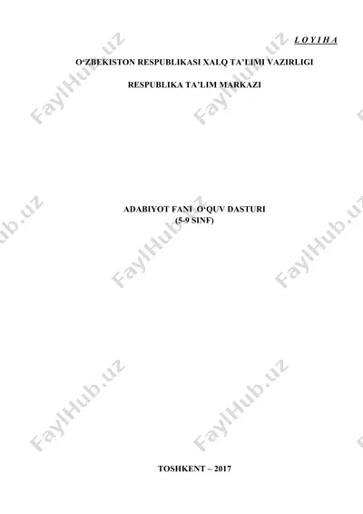 adabiyot fanining o‘quv dasturi — DOC