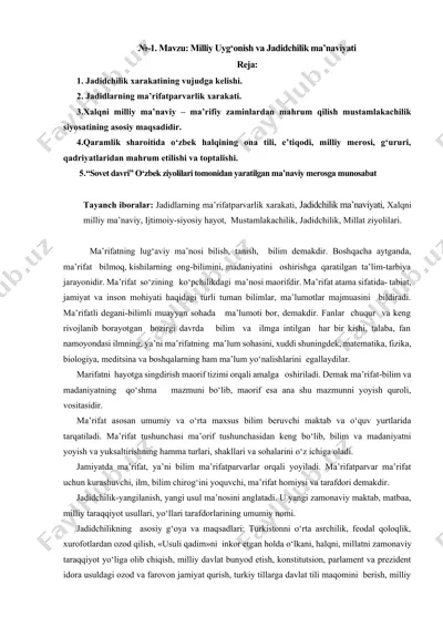 milliy uyg‘onish va jadidchilik ma’naviyati — DOCX