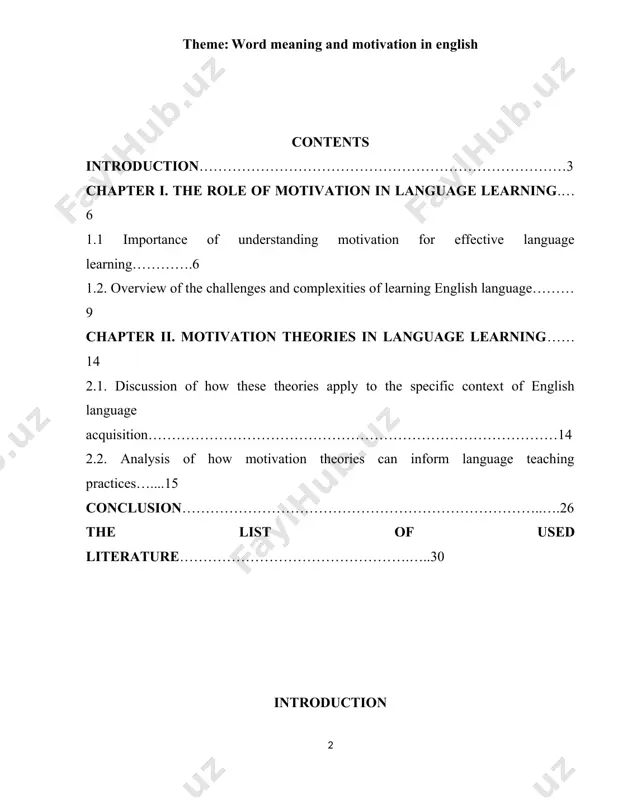 he role of motivation in the language acquisition process. motivation serves as the driving force behind a learner's engagement and persistence in mastering a new language. it influences not only the effort invested in learning but also the strategies employed and the emotional responses to challenges encountered along the way. understanding how motivation interacts with word meaning is crucial for educators and learners alike, as it can significantly impact vocabulary retention, usage, and overall language proficiency. in this exploration of word meaning and motivation in english, we will delve into the theories of semantics and motivation, examining how they interconnect to shape the learning experience. we will explore the multifaceted nature of word meanings, the motivational factors that influence vocabulary acquisition, and the pedagogical strategies that can enhance both comprehension and engagement. by bridging these two critical aspects of language learning, we aim to provide insights that can empower learners …