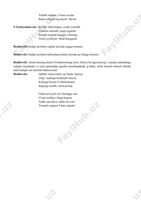 "hilpira bayrog`im" mavzusidagi tadbir ssenariysi - Page 4