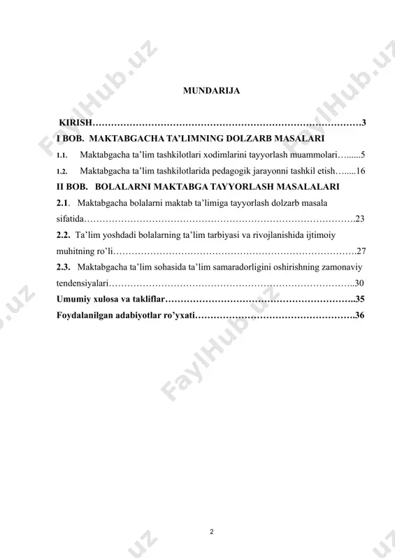ib taʼminlaydi. talabalarning nazariy bilimlarini amaliyot bilan muvofiqlashtirish maksadidaning kuchayib borayotgan oliy dargohlarida maktabgacha talim muassasalarining faoliyatini yuritishi yangi renessan koʻrinishlaridan biri, desak mubolaga boʻlmaydi. mamlakatimizda keyingi yillarida maktabgacha talim muassasalaridagi ma'naviy-marifiy muhit, tarbiyachi kasbining ob'ektlari, nufuzini tarbiyalash, yangi pedagogik tarbiyalash, pedagogik rivojlantirish, innovatsiya talim texnologiyalarini joriy etishtirish ulkan ishlar amalga oshirilmoqda. oʻzbekiston respublikasi vazirlar mahkamasining 2019 yil 31 dekabr 1059-son qarori bilan “uzluksiz manaviy tarbiya tushunchasi” qabul qildi. unda yoshlar tarbiyasi bilan bogliq ishlab chiqarishni samarali amalga oshirish, ularni tinch-osoyishta hayot uchun zarur tayanch kompetensiyalari bilan taminlash, manaviy tarbiyani amaliy ilmiy indikatorlarini ishlab chiqish, tarbiya jarayonida uzluksizlik , uzviylik natijalariga tayangan holda avvalo, onaning homiladorlik davrini toʻgʻri tashkil etish, gudaklar va bolalarni ma'naviy tarbiyalash boʻyicha asosiy yo'nalishlarni belgilash koʻrsatib o'tdi.konsepsiiyanining innovatsion mohiyati vatanga sadoqat, tadbirkorlik, irodalilik, mafkuraviy immunitet, mehr-oqibatlilik, mas'uliyatlilik, bagrikenglik, xuquqiy madaniyat, innovatsion fikrlash, mehnatsevarlik kabi muhim imkoniyatlarni bolalikdan keyin bosqichma-bosqich davom etayotgan 30 yoshgacha davom etadigan uzluksiz …